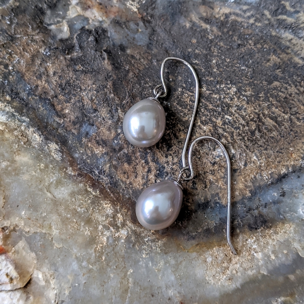 GENUINE PEARL • Pearl and Sterling Earrings